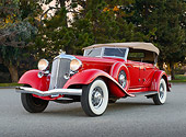 AUT 19 RK1062 01
1933 Chrysler CL Red 3/4 Front View On Pavement By Trees At Dusk