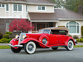 AUT 19 RK1064 01
1933 Chrysler CL Red 3/4 Side View On Pavement By House