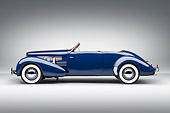 AUT 19 RK1078 01
1937 Cord Supercharged 812 Phaeton Blue Profile View On White Seamless