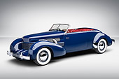 AUT 19 RK1079 01
1937 Cord Supercharged 812 Phaeton Blue 3/4 Front View On White Seamless