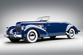 AUT 19 RK1080 01
1937 Cord Supercharged 812 Phaeton Blue 3/4 Front View On White Seamless