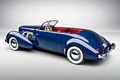 AUT 19 RK1081 01
1937 Cord Supercharged 812 Phaeton Blue 3/4 Rear View On White Seamless