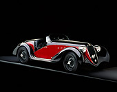 AUT 19 RK0077 10
1939 Alfa Romeo 2500 Super Sport 6C Red And Black 3/4 Side View On Gray Line Studio