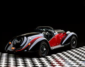 AUT 19 RK0078 06
1939 Alfa Romeo 2500 Super Sport 6C Black And Red 3/4 Rear View On Checkered Floor Studio