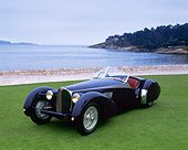 AUT 19 RK0092 04
1938 Bugatti Type 57SC Corsica Roadster 3/4 Front View On Grass By Water