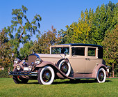 AUT 19 RK0124 02
1930 Pierce-Arrow Club Sedan Cream 3/4 Front View On Grass By Trees