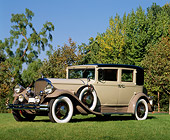 AUT 19 RK0124 04
1930 Pierce-Arrow Club Sedan Cream 3/4 Front View On Grass By Trees