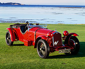 AUT 19 RK0131 08
1931 Alfa Romeo 8C 2.3 Le Mans Red 3/4 Front View On Grass By Ocean