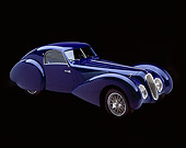 AUT 19 RK0172 08
1939 Talbot Lago 150C-SS Aerodynamic Coupe Blue 3/4 Side View Studio