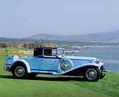 AUT 19 RK0207 02
1930 Cord L-29 Blue 3/4 Front View On Grass. 1st American Front-Wheel Drive Car