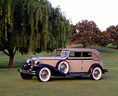 AUT 19 RK0217 10
1932 Chrysler Imperial Sedan Tan 3/4 Front View On Grass By Trees
