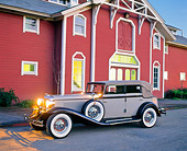 AUT 19 RK0219 03
1932 Chrysler Imperial Sedan Beige 3/4 Front View On Pavement By Barn