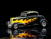 AUT 19 RK0223 03
1932 Black Ford Coupe Black With Flames 3/4 Front View Studio