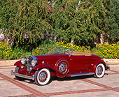 AUT 19 RK0280 06
1932 Packard 8C Dietrich Red 3/4 Front On Driveway By Trees And House