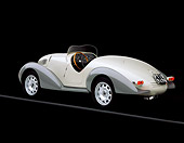 AUT 19 RK0298 01
1938 Siata Zagato Cream 3/4 Rear View On Gray Line Brake Lights On Studio