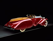 AUT 19 RK0321 09
1930 Rolls Royce Boat-tail Convertible Burgundy 3/4 Rear View On Gray Line Studio