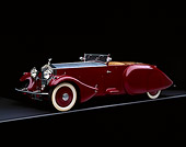 AUT 19 RK0322 01
1930 Rolls Royce Boattail Convertible Burgundy 3/4 Side View On Gray Line Studio