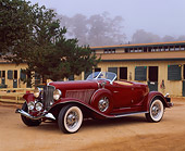 AUT 19 RK0352 08
1933 Auburn Salon Bobtail Speedster V-12 Burgundy 3/4 Side View On Dirt By Horse Salon