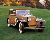 AUT 19 RK0358 02
1931 Rolls Royce Phantom I Hibbard & Darrin Town Car Front 3/4 View On Grass Hill