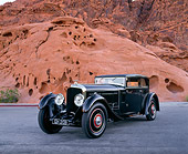 AUT 19 RK0416 01
1930 Bentley Speed Six Corsica Coupe Black 3/4 Front View On Pavement By Red Rocks