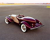 AUT 19 RK0541 05
1931 Cord L29 Speedster Burgundy And Beige Overhead Rear 3/4 View On Pavement