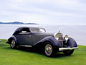 AUT 19 RK0546 01
1934 Hispano Suiza J12 Coupe de Ville Blue And Gray 3/4 Front View By Water
