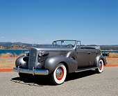 AUT 19 RK0577 01
1937 Cadillac Convertible Silver 3/4 Front View On Pavement