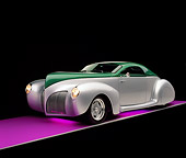 AUT 19 RK0619 04
1939 Lincoln Zephyr Almond Green And Silver 3/4 Front View Studio