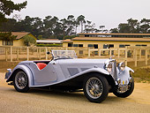 AUT 19 RK0645 01
1938 AC 16/90 Compitition Sports Supercharged Silver Front 3/4 View On Pavement