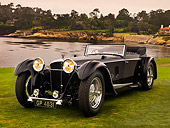 AUT 19 RK0649 01
1931 Daimler Double-Six 50 Corisica Drophead Coupe Black 3/4 Front View On Grass By Water