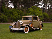 AUT 19 RK0657 01
1931 Chrysler CD8 Coupe Tan And Brown 3/4 Front View On Grass Trees Background