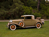 AUT 19 RK0658 01
1931 Chrysler CD8 Coupe Tan And Brown 3/4 Side View On Grass Trees Background