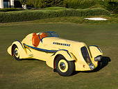 AUT 19 RK0667 01
1935 Duesenberg SJ Speedster Yellow Front 3/4 Overhead Shot On Grass