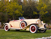 AUT 19 RK0686 01
1932 Auburn V-12 Boattail Speedster 160 Yellow And Maroon Front 3/4 View On Grass By Trees