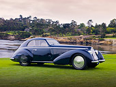 AUT 19 RK0713 01
1938 Alfa Romeo 8C 2900B Touring Blue 3/4 Front View On Grass By Ocean Best Of Show Pebble Beach