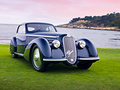 AUT 19 RK0715 01
1938 Alfa Romeo 8C 2900B Touring Blue 3/4 Front View On Grass By Ocean Best Of Show Pebble Beach