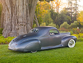 AUT 20 RK0411 01
1940 Lincoln Zephyr Gray 3/4 Rear View On Grass By Trees