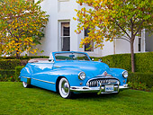 AUT 20 RK0413 01
1946 Buick Super Convertible Blue 3/4 Front View On Grass By House