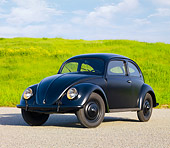 AUT 20 RK0421 01
1946 Volkswagen Beetle Black 3/4 Front View On Pavement By Field