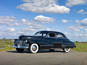 AUT 20 RK0457 01
1942 Cadillac Sedan Black 3/4 Side View On Road By Marsh