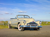 AUT 20 RK0464 01
1948 Buick Roadmaster Convertible Green 3/4 Front View On Road By Marsh