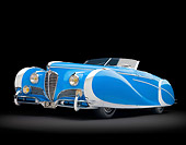 AUT 20 RK0493 01
1949 Delahaye 175 S Saoutchik Roadster Blue 3/4 Front View In Studio