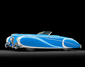 AUT 20 RK0494 01
1949 Delahaye 175 S Saoutchik Roadster Blue 3/4 Side View In Studio