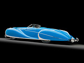 AUT 20 RK0496 01
1949 Delahaye 175 S Saoutchik Roadster Blue 3/4 Rear View In Studio