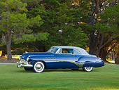 AUT 20 RK0525 01
1949 Buick Roadmaster Blue And Gray Profile View On Grass By Trees