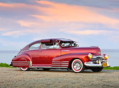 AUT 20 RK0531 01
1948 Chevrolet Fleetline Aerosedan Burgundy 3/4 Side View On Gravel By Water