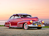 AUT 20 RK0534 01
1948 Chevrolet Fleetline Aerosedan Burgundy 3/4 Front View On Gravel By Water