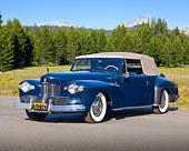 AUT 20 RK0581 01
1942 Lincoln Continental Convertible Blue 3/4 Front View On Pavement