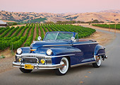 AUT 20 RK0626 01
1948 DeSoto Custom Regal Blue 3/4 Front View On Pavement By Vineyard