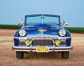 AUT 20 RK0635 01
1948 DeSoto Custom Regal Blue Front View On Grass By Vineyard At Dusk